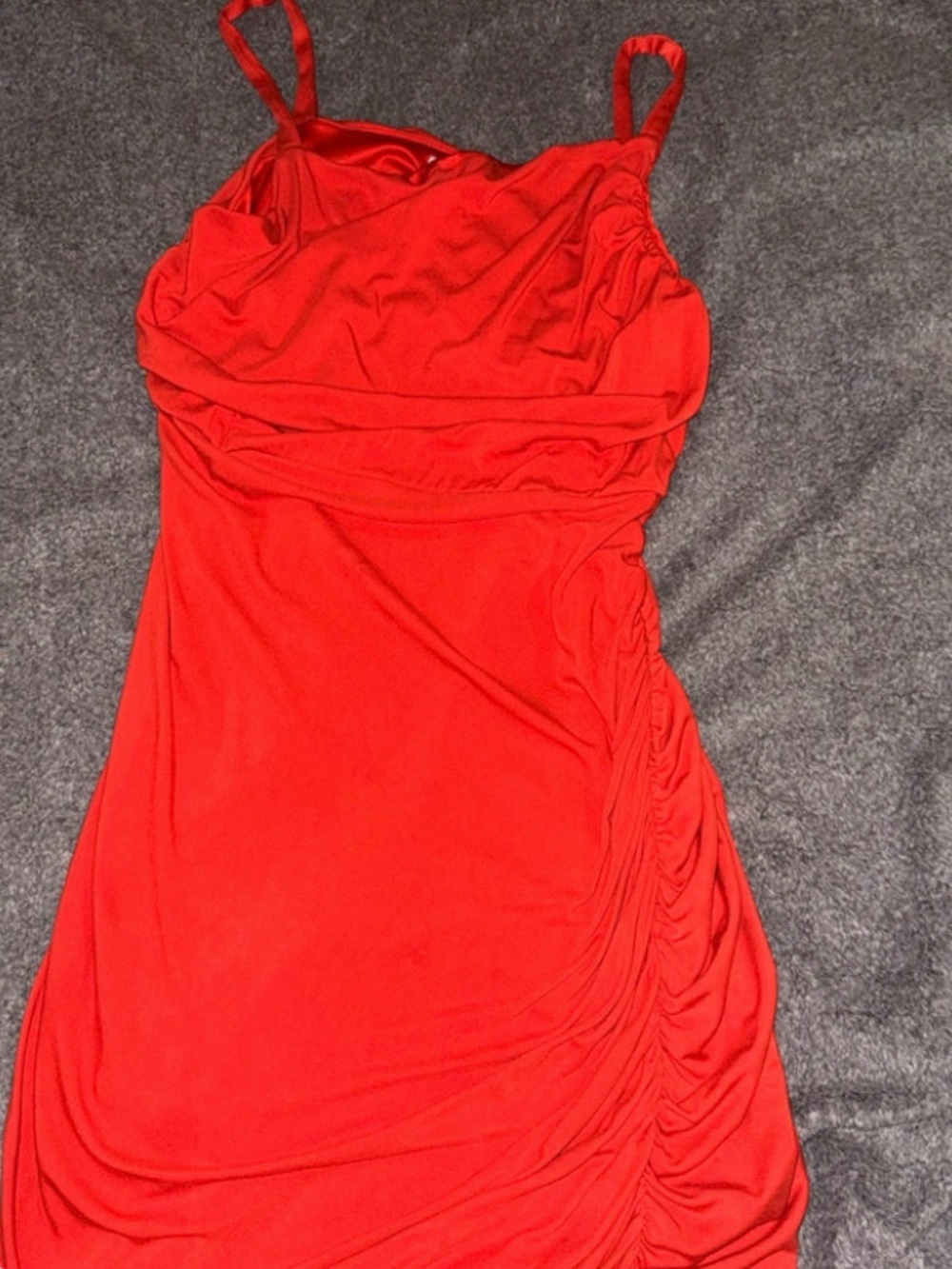 sofia by sofia vergara Red Ruched Spaghetti-Strap Mini Dress